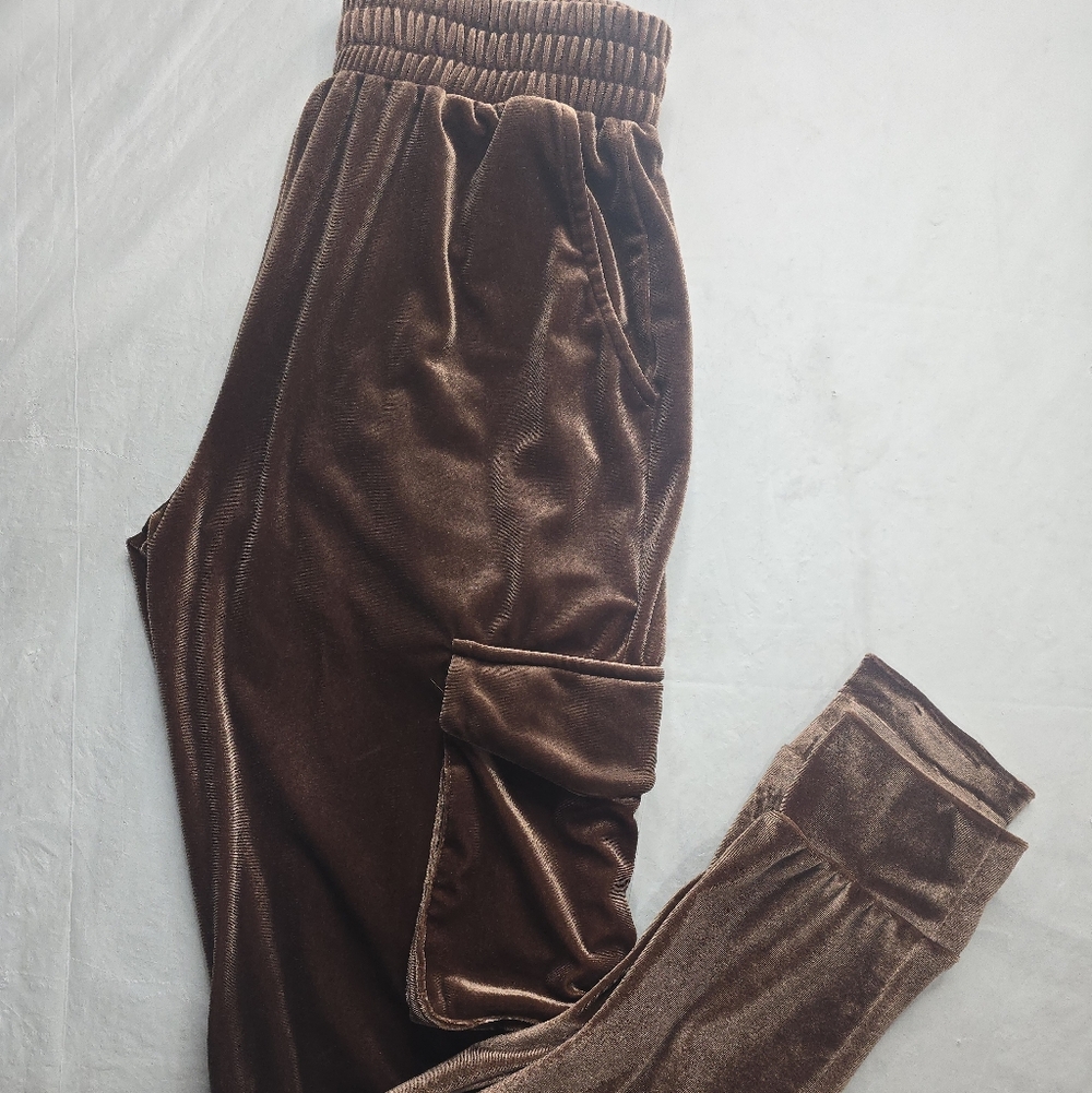 Better Be Jogger Pants Fawn Brown Velour Pull On Y2K Soft Grunge Urban Casual S